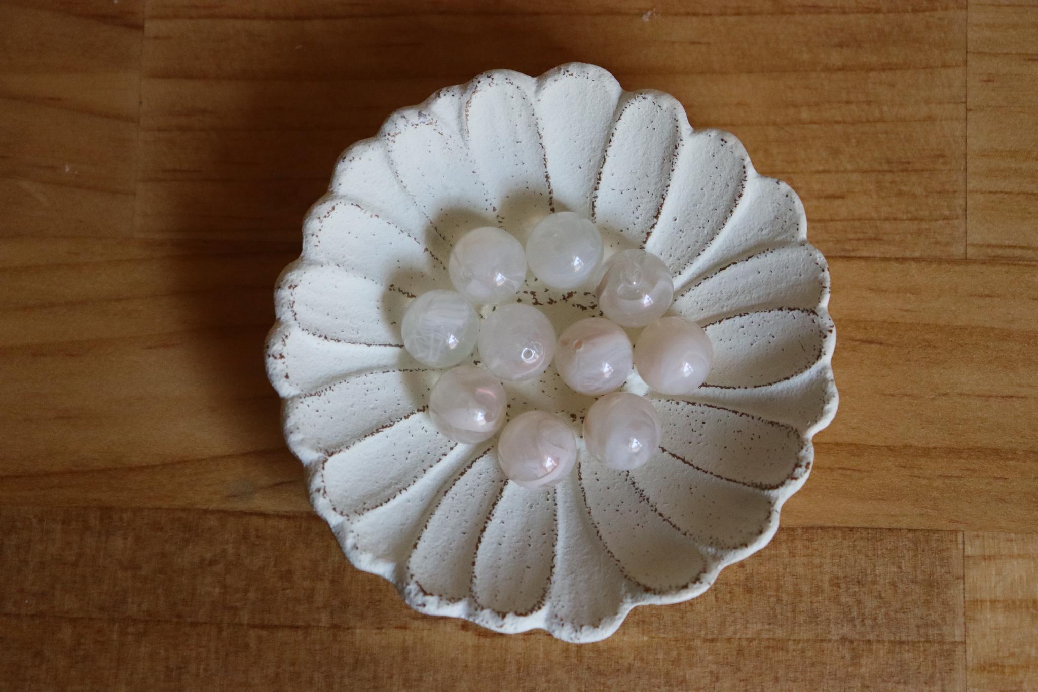 【from USA】　パールクリアホワイトマーブルビーズ　φ12mm