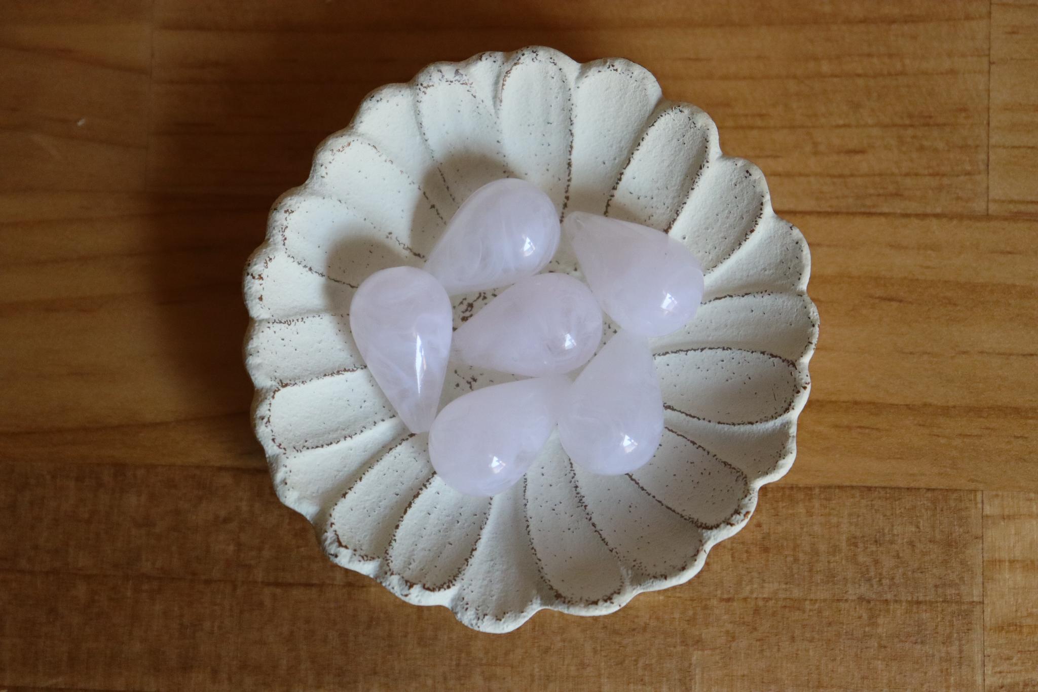 【from USA】　チャビードロップクリアホワイトマーブルビーズ25mm*15mm