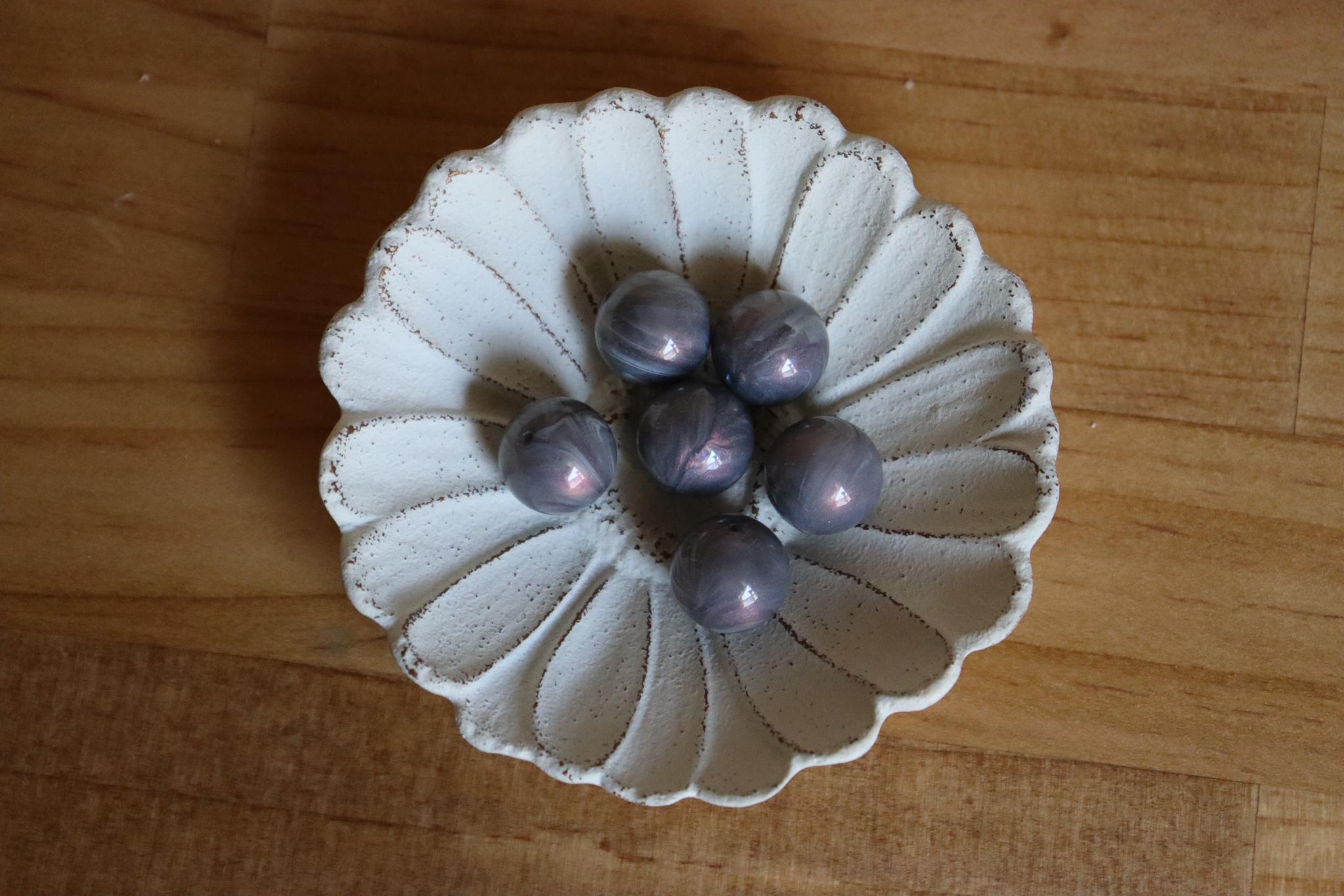 【from USA】パールグレーマーブルビーズ　φ12mm