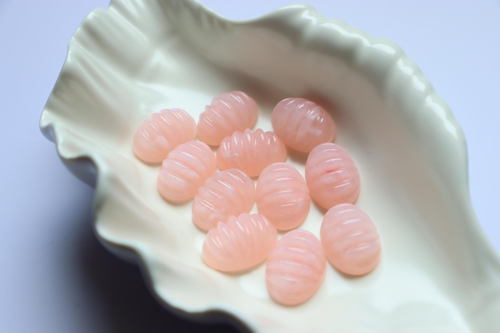 【fromUSA】パウダーピンクマーブルパンプキンカボション　貼り付けパーツ　ハンドメイド素材　アクセサリーパーツ