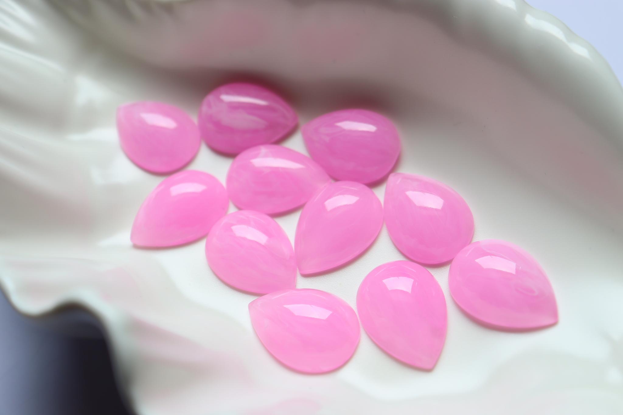 【fromUSA】ライトピンクマーブルドロップカボション　しずく型　貼り付けパーツ　ハンドメイド素材　アクセサリーパーツ