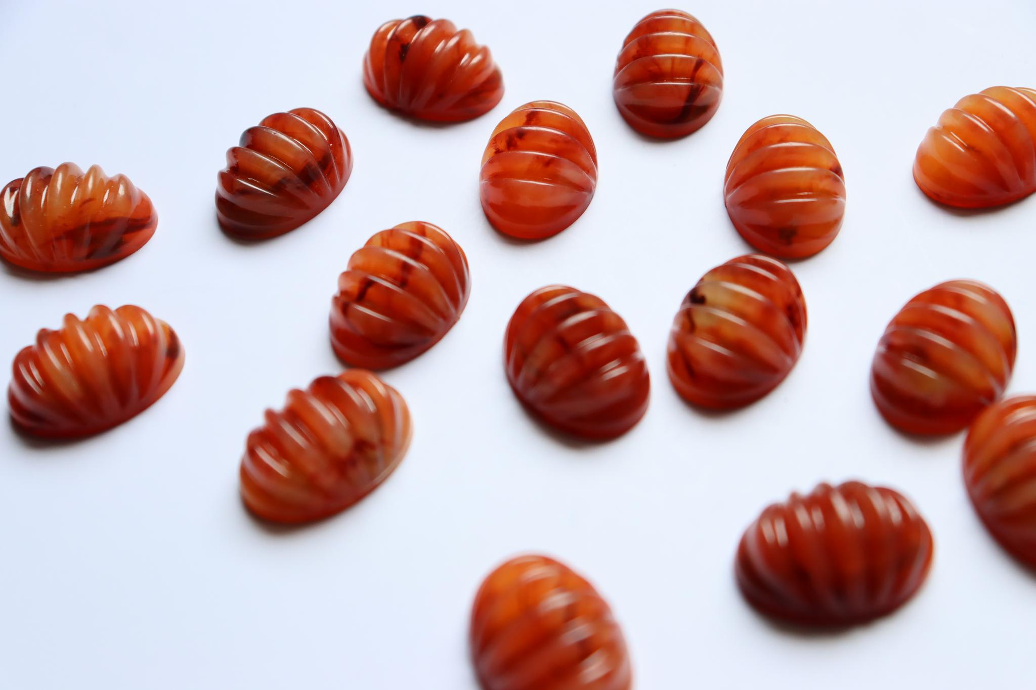 【fromUSA】ハニーブラウンマーブルパンプキンカボション